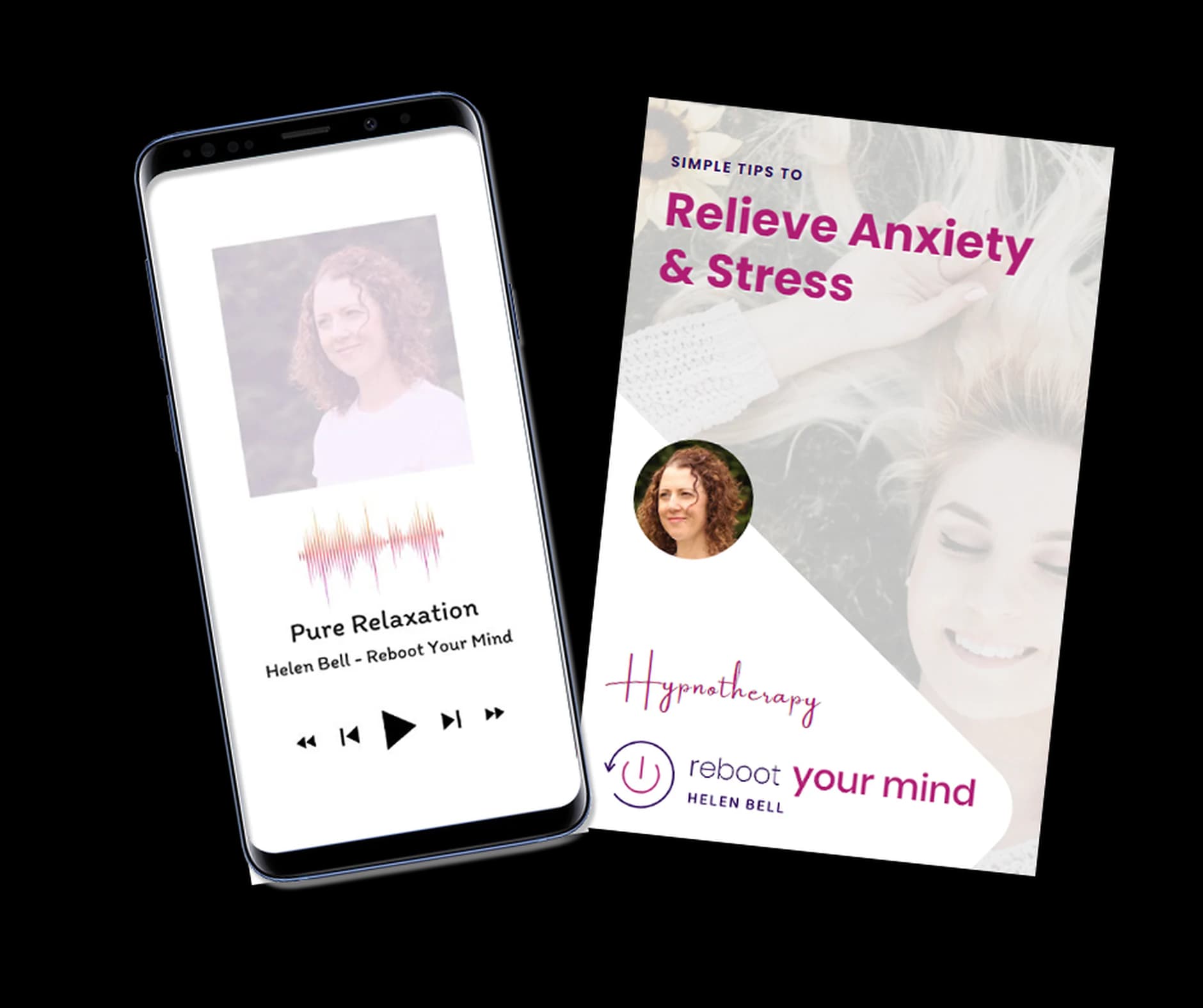 Anxiety and stress starter pack shown as an eBook and phone audio